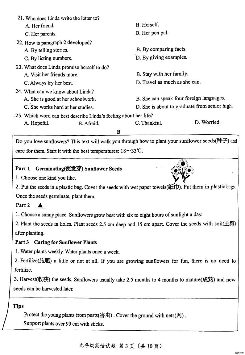 2024年山东省济南市莱芜区九年级一模英语试题03