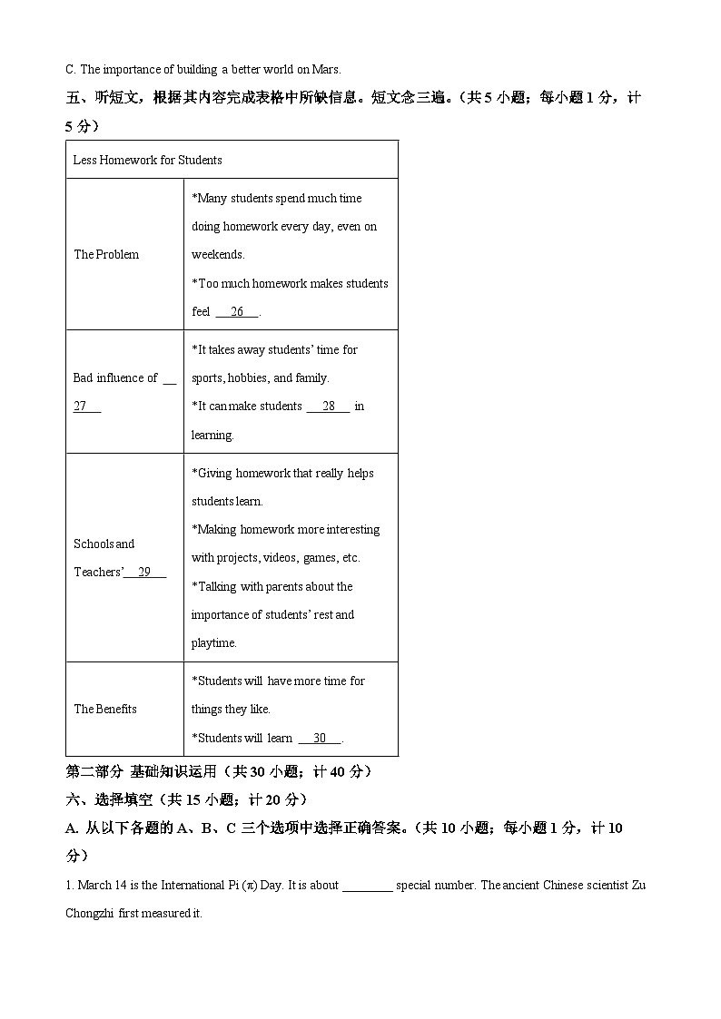 2024年四川省成都市邛崃市中考一模英语试题（原卷版+解析版）03
