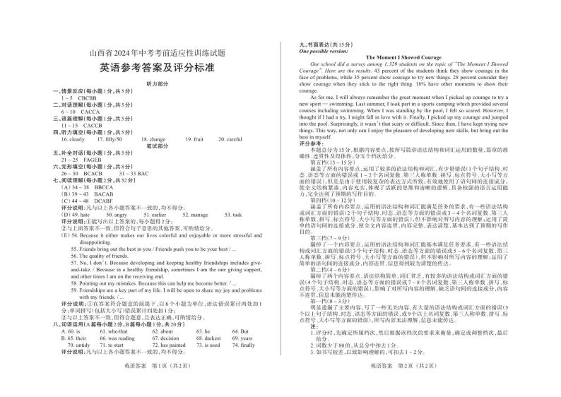 2024年山西省中考适应性考试试题-英语试题及答案01