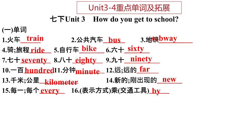 【期中讲练测】人教版七年级下册英语 专题02 Units 3-4 复习（考点串讲）课件第3页