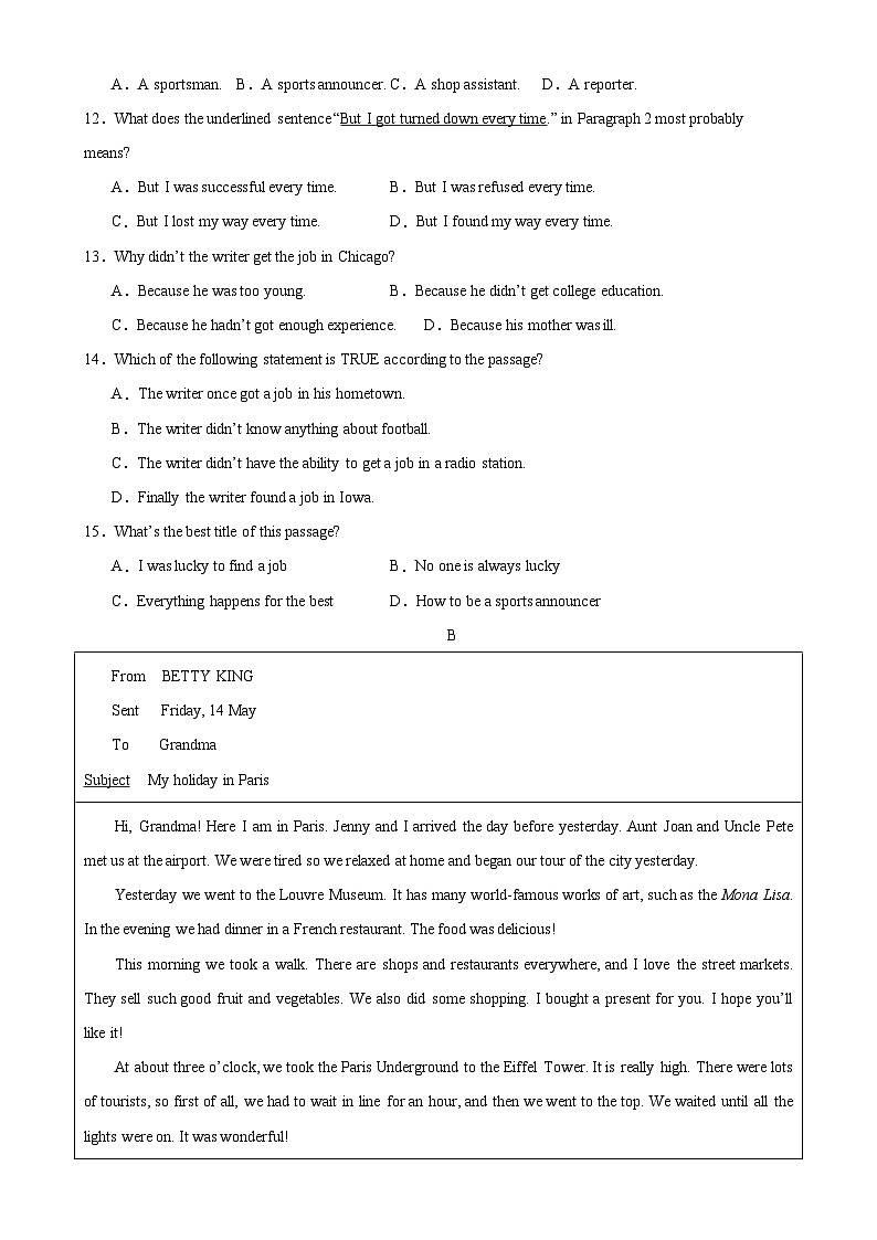 七年级英语下学期期中考试02（深圳卷）-2023-2024学年七年级英语下册单元重难点易错题精练（牛津深圳版）第3页