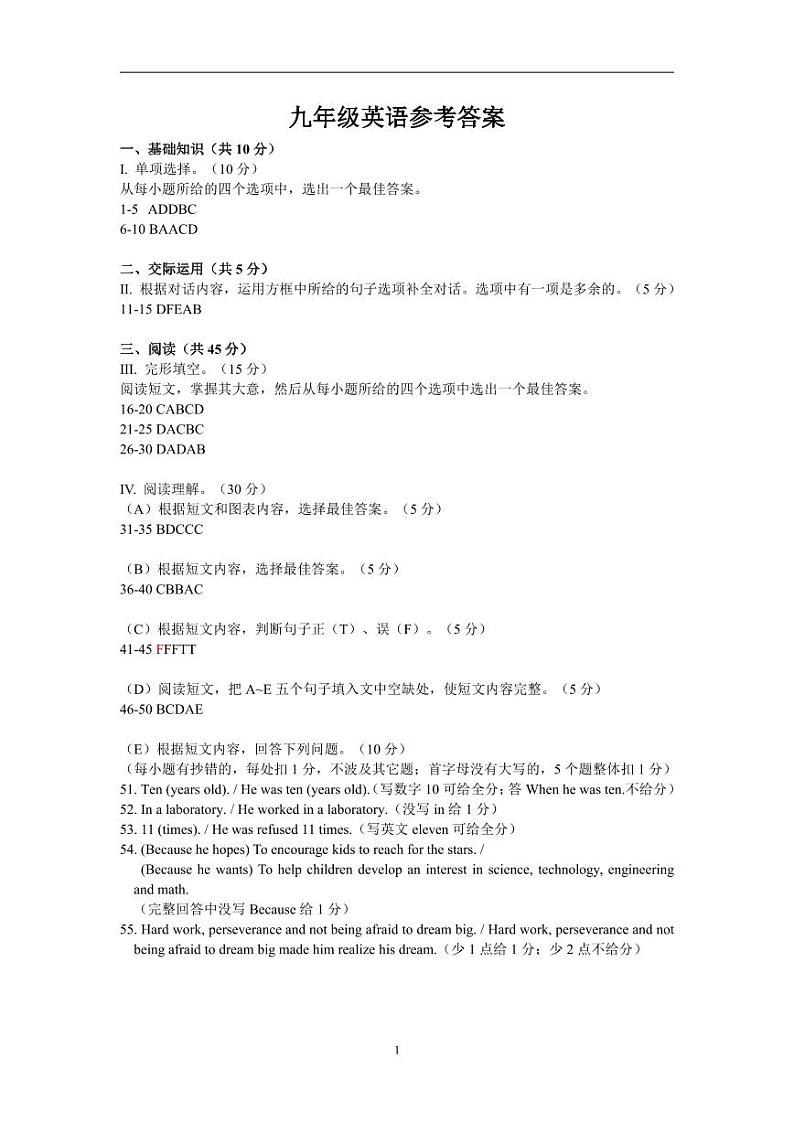 吉林省长春市德惠市2024年中考一模英语试卷（图片版，含答案）01