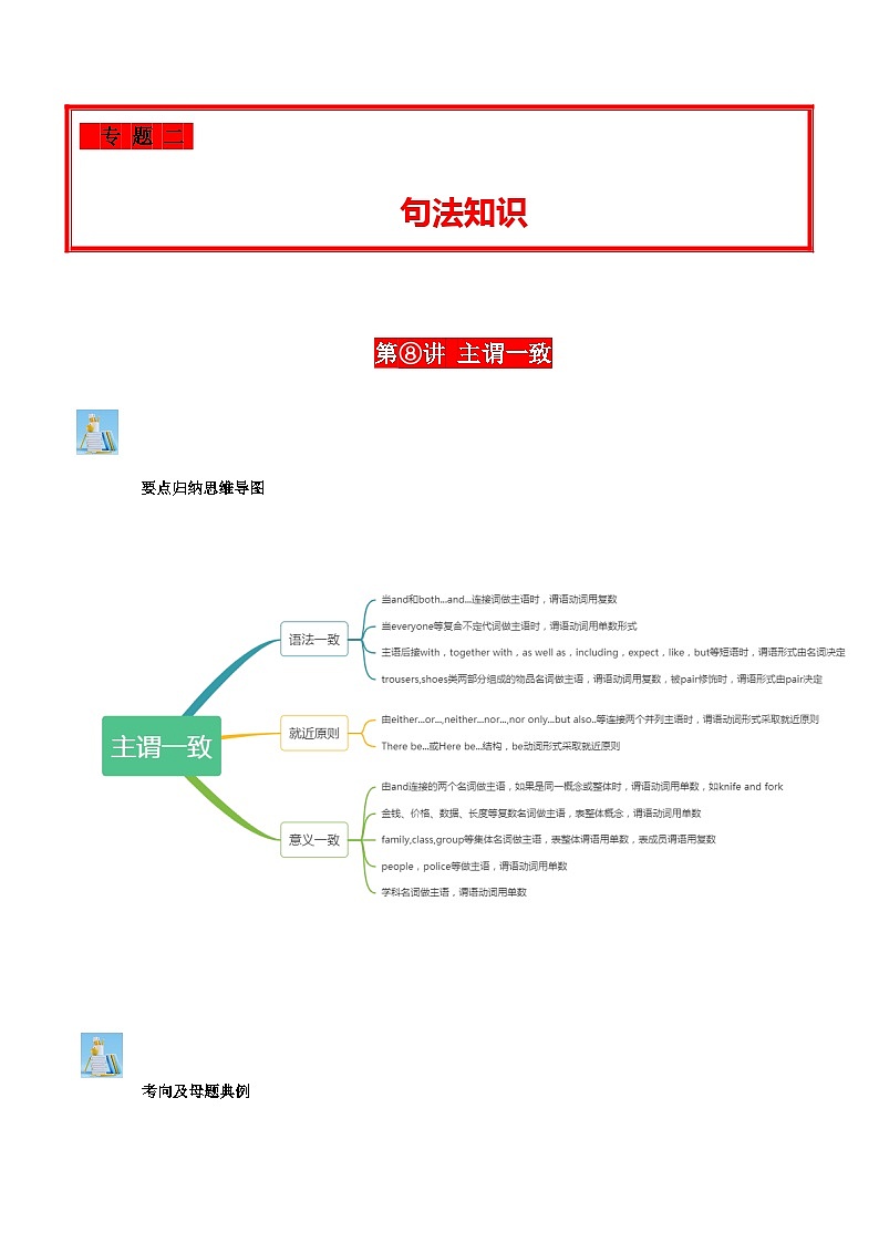 2024年中考英语复习分项专题第08讲主谓一致（原卷版）第1页