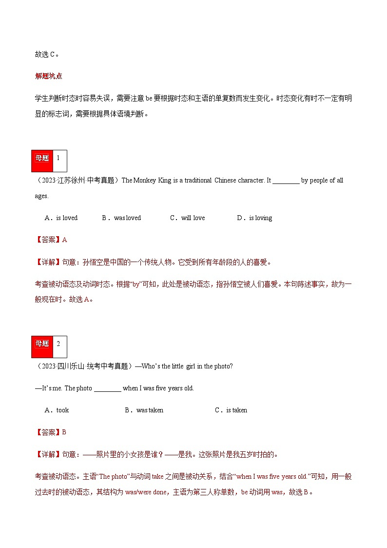 2024年中考英语复习分项专题第12讲语态（解析版）第3页