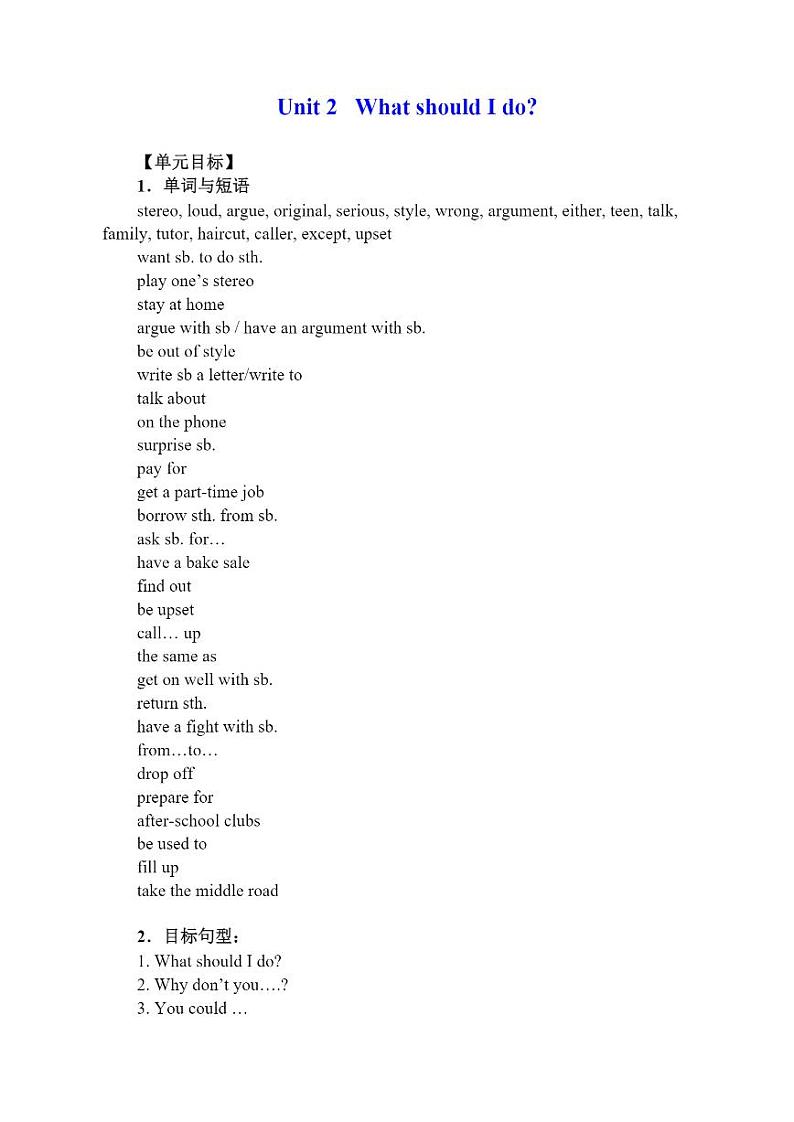 八年级英语下册Unit2 单元知识讲解01