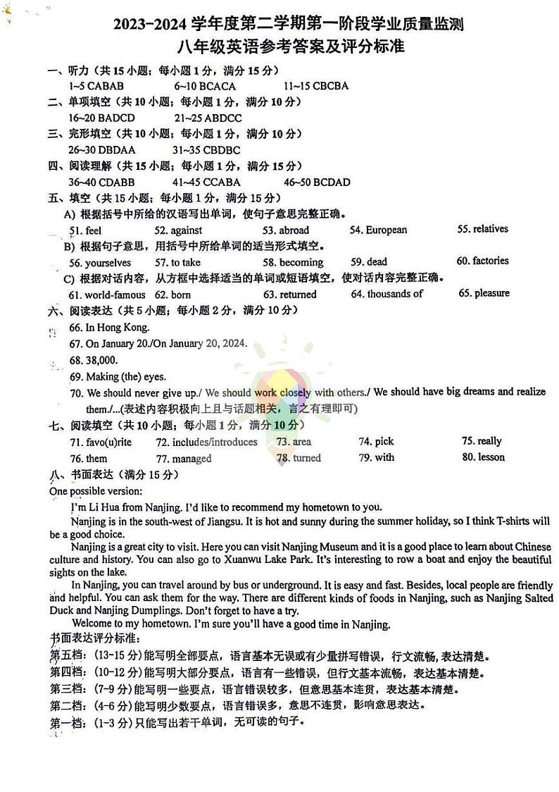 江苏省南京市秦淮区2023-2024学年八年级下学期期中英语试题01