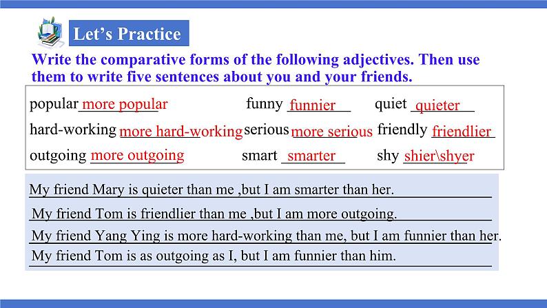 人教版初中英语8上Unit3 I'm more outgoing than my sister Section B(2a-2e)课件+教案+音频06