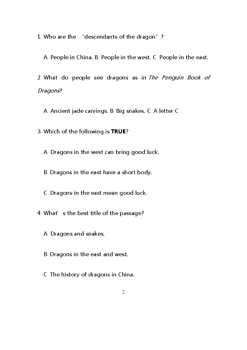 2024中考英语热点押题一：传统文化中的“龙”元素与元宵节第2页