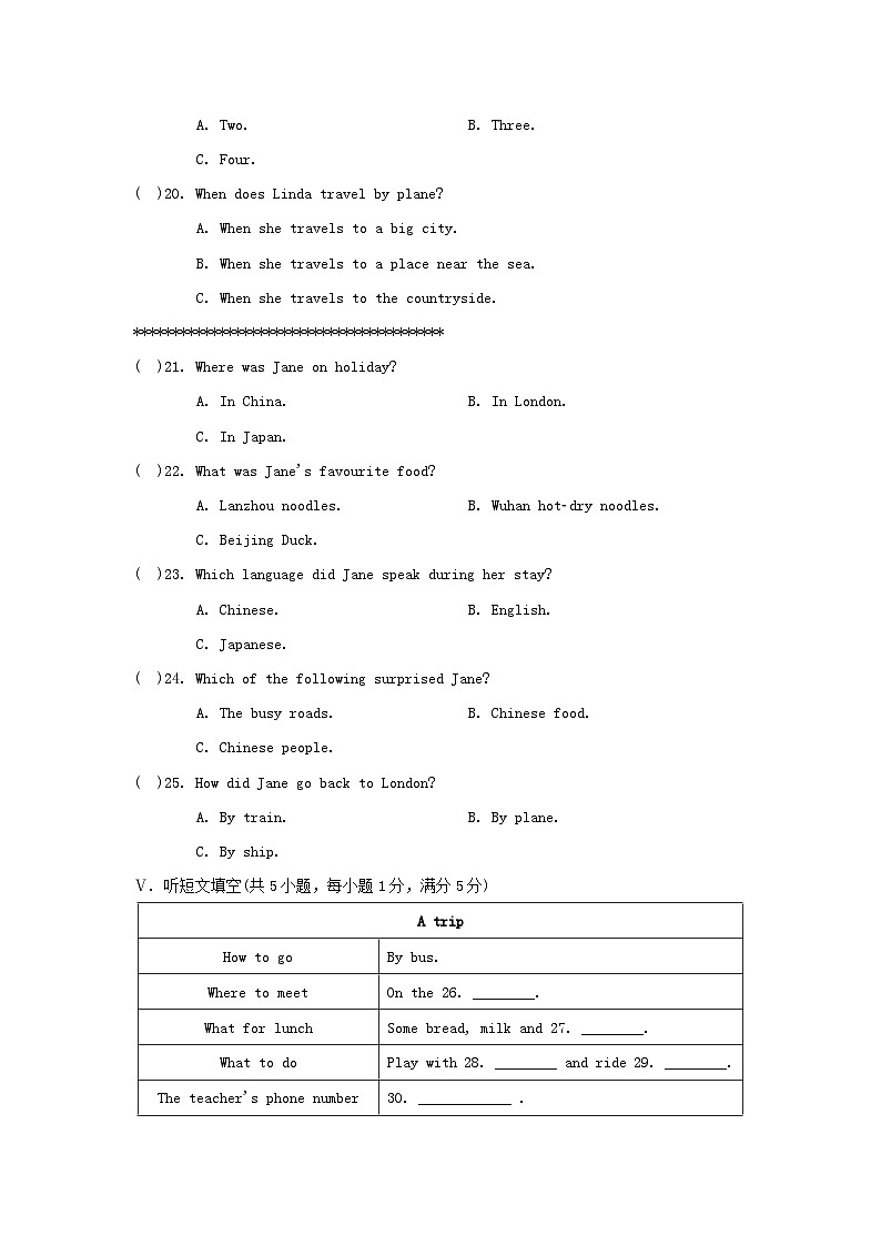 2024七年级英语下册Unit2It'sShowTime学情评估试题（冀教版）03