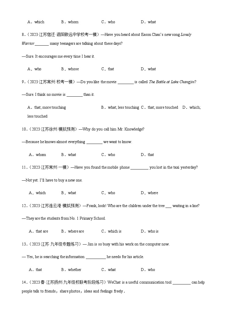2024年中考英语语法专练05定语从句含答案第2页