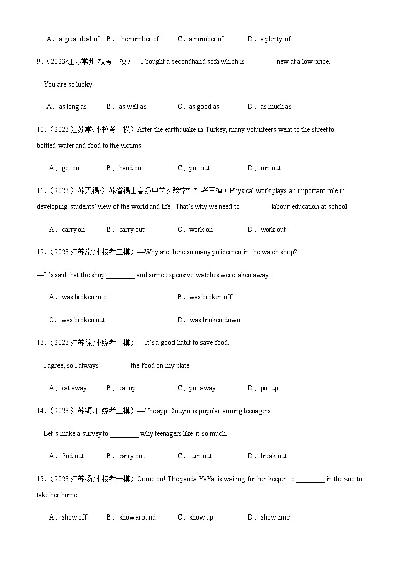 2024年中考英语语法专练06短语和固定搭配含答案02