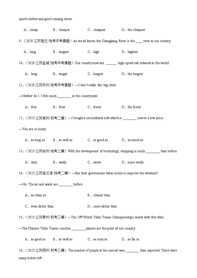 2024年中考英语语法专练11形容词含答案第2页