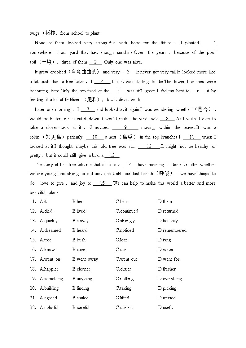 江苏省连云港市灌云县2022-2023学年八年级下学期期中学业质量监测英语试卷(含答案)第2页