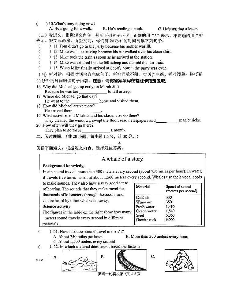 2024年山东省临沂市河东区中考一模英语试题第2页