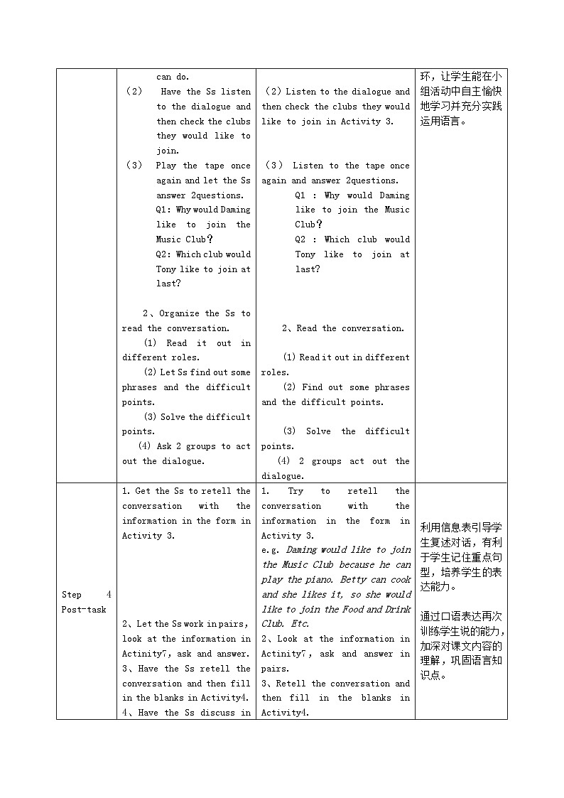 2024七年级英语下册Module2Whatcanyoudo教学设计（表格式外研版）第2页