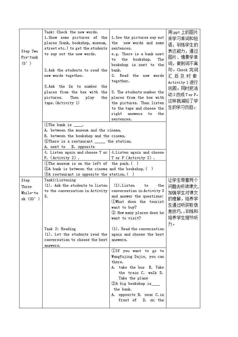 2024七年级英语下册Module6Aroundtown教学设计（表格式外研版）02