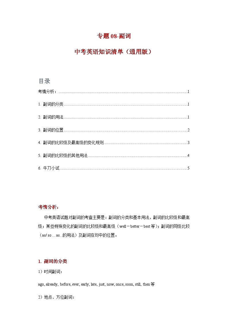 中考英语复习知识点练专题08副词（原卷版）第1页
