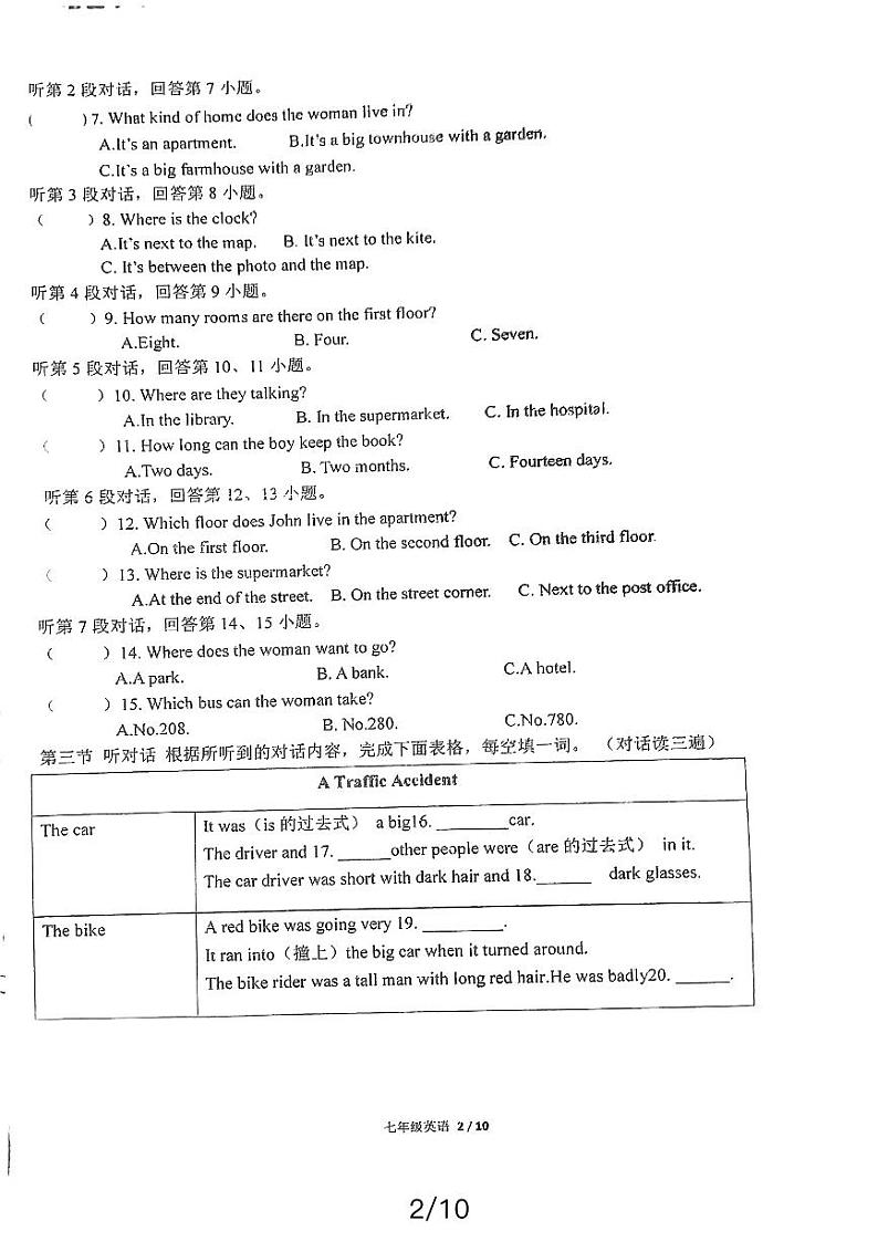 福建省永春第一中学2023-2024学年七年级下学期4月期中考试英语试题02