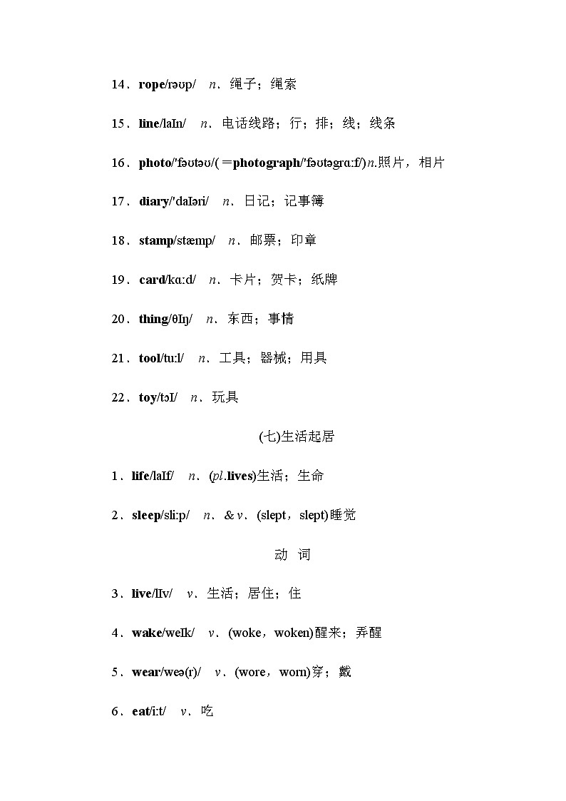 人教版中考英语复习知识点第7天词汇背记02