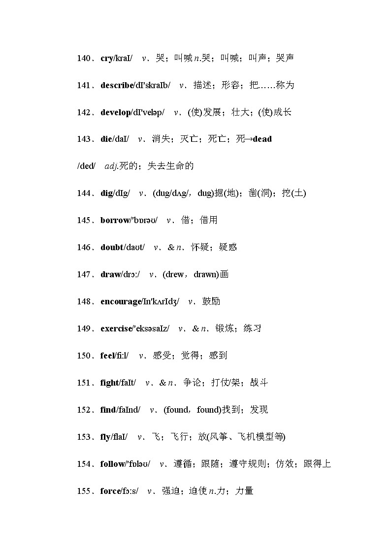 人教版中考英语复习知识点第15天词汇背记02