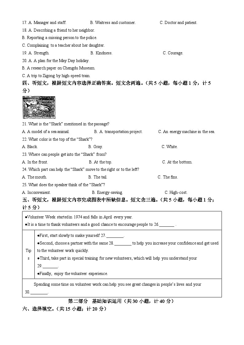 2024年四川省成都市高新区中考二模英语试题（解析版）第2页