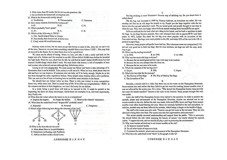 2024年山东省临沂市莒南县九年级下学期一模英语试题第2页