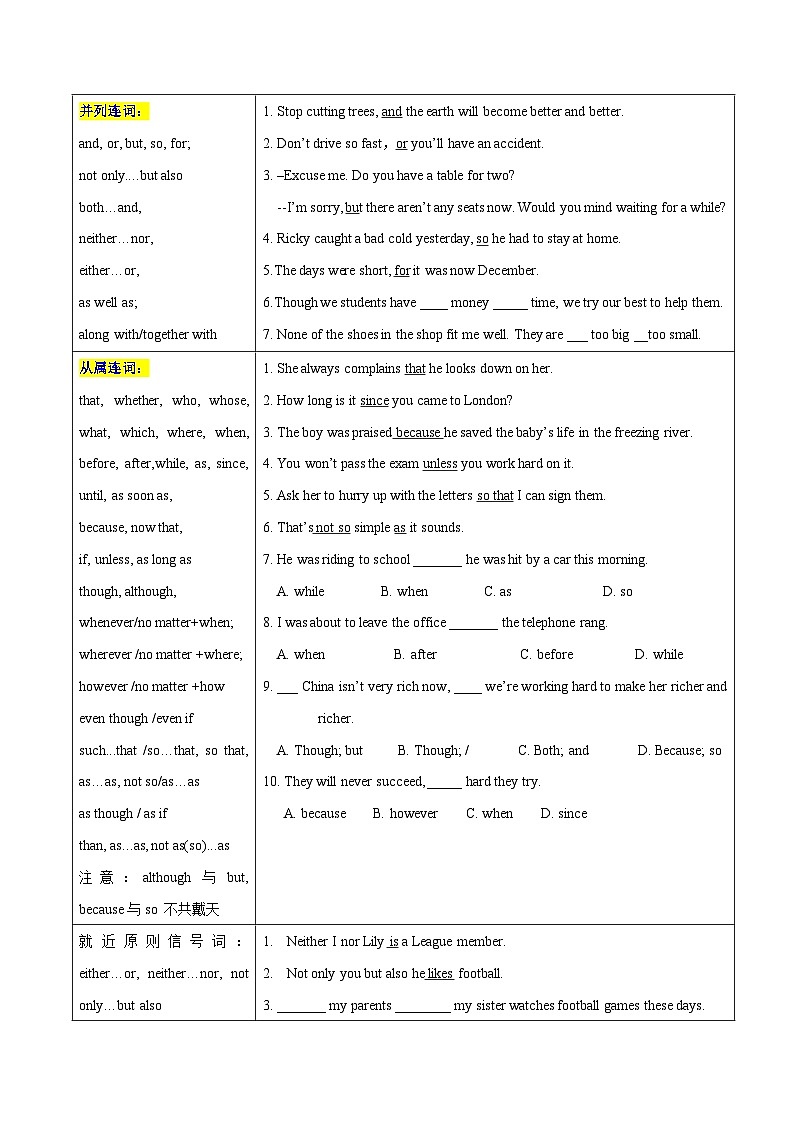7 句法考点之状语从句从句及连词（原题版）第3页