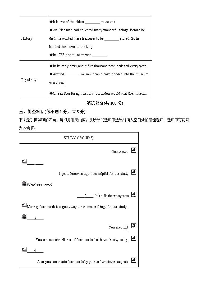 2024年山西省忻州市多校中考二模英语试题（原卷版+解析版）03