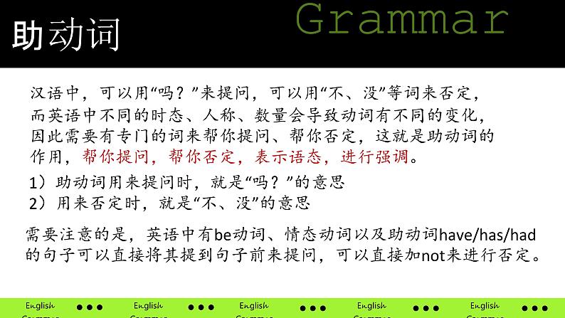 人教版中考英语一轮复习助动词以及一般疑问句、否定句变法课件第2页