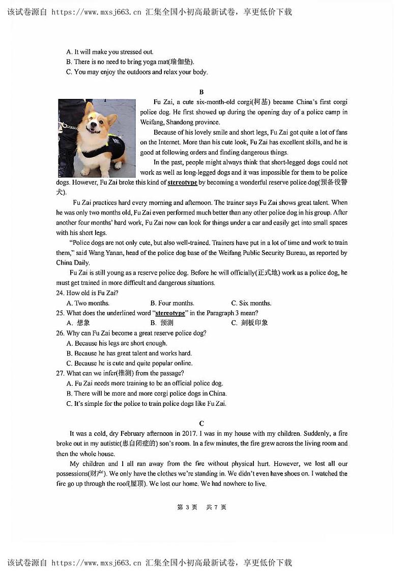 湖南省长沙市雅礼教育集团2023-2024学年八年级下学期期中考试英语试题03