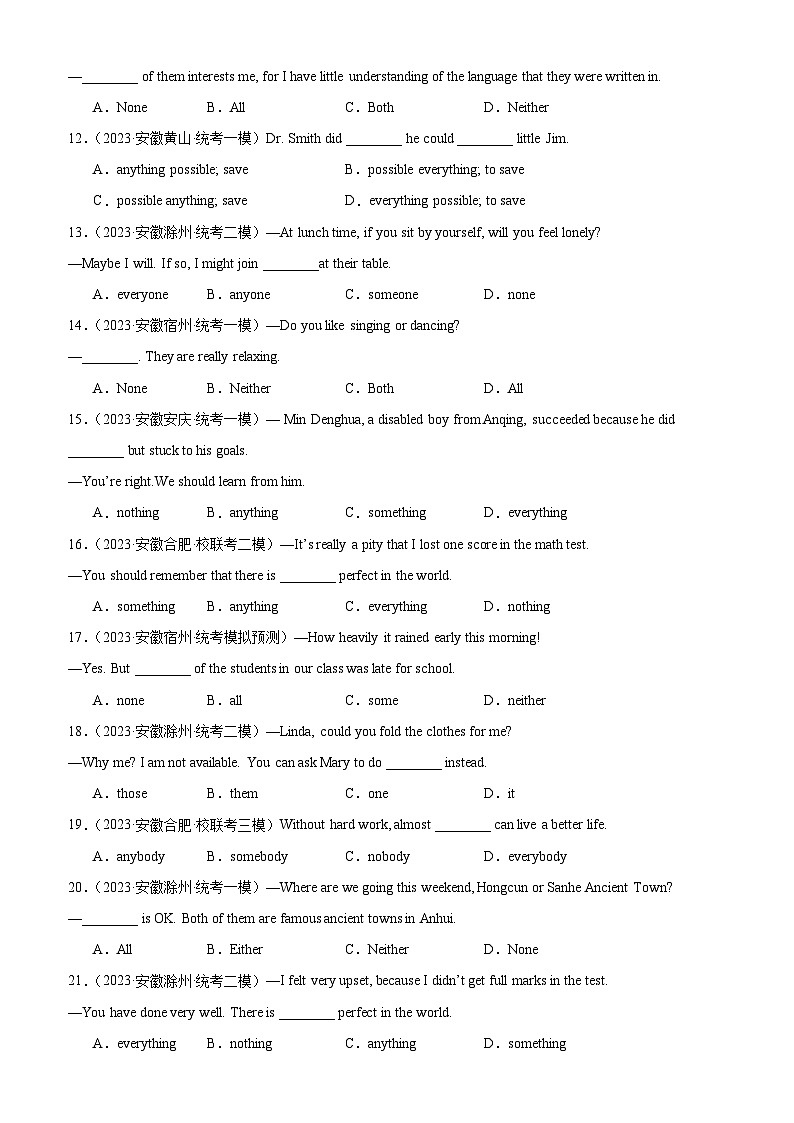 专题11 代词-备战2024年中考英语常考语法点+题型练习(中考真题+名校最新真题)(安徽专用)02