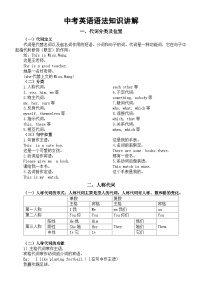 初中英语2024届中考语法知识讲解（代词分类及位置+人称代词）