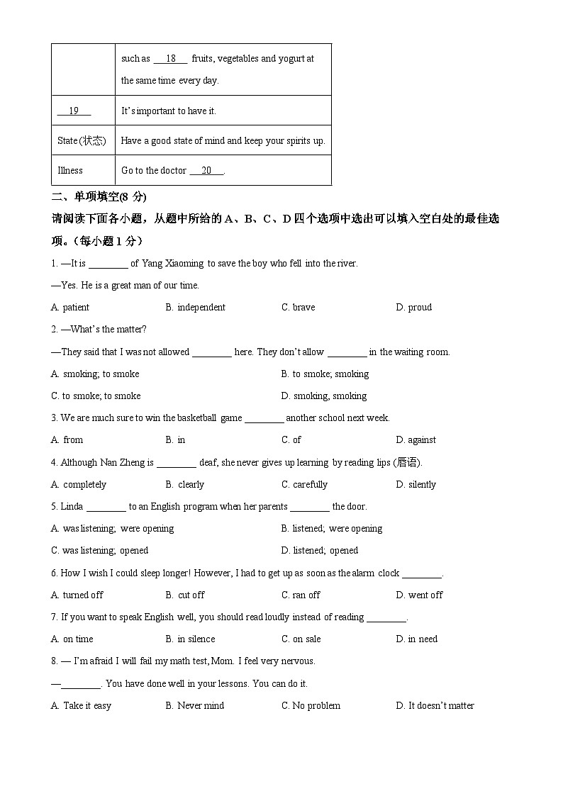 江西省南昌一中教育集团2023-2024学年八年级下学期期中阶段性学习质量检测英语试题（原卷版+解析版）03