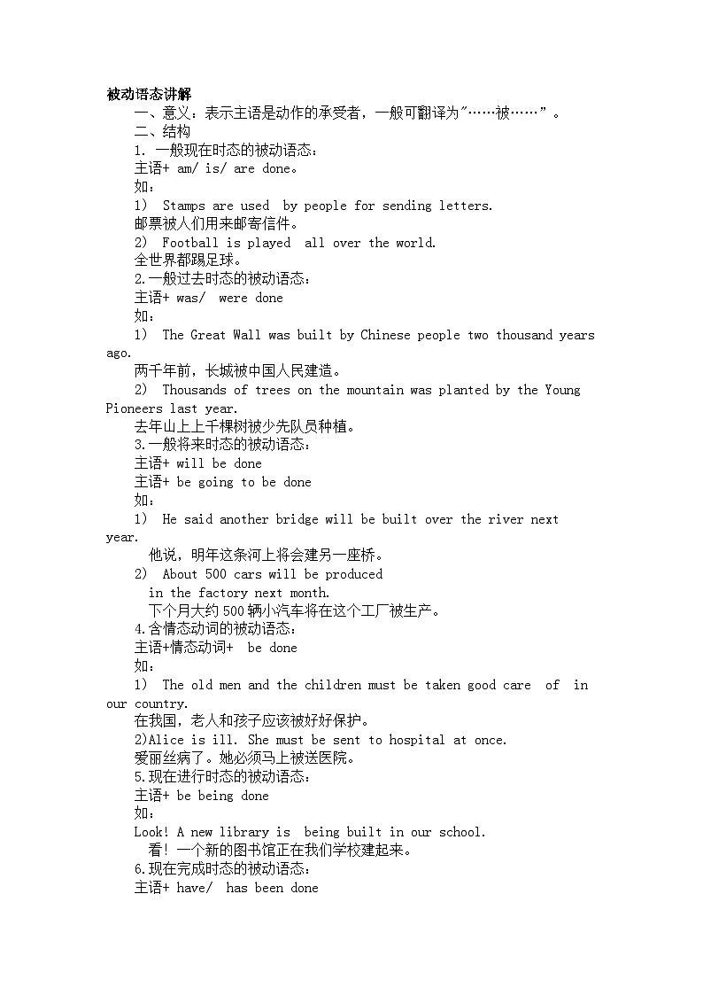 初中英语语法被动语态精讲精练01