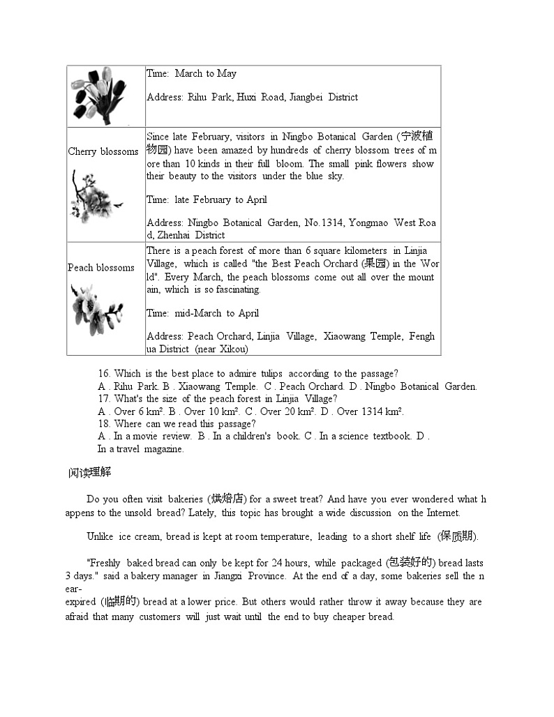 浙江省宁波市江北区2024年中考英语一模试卷第3页