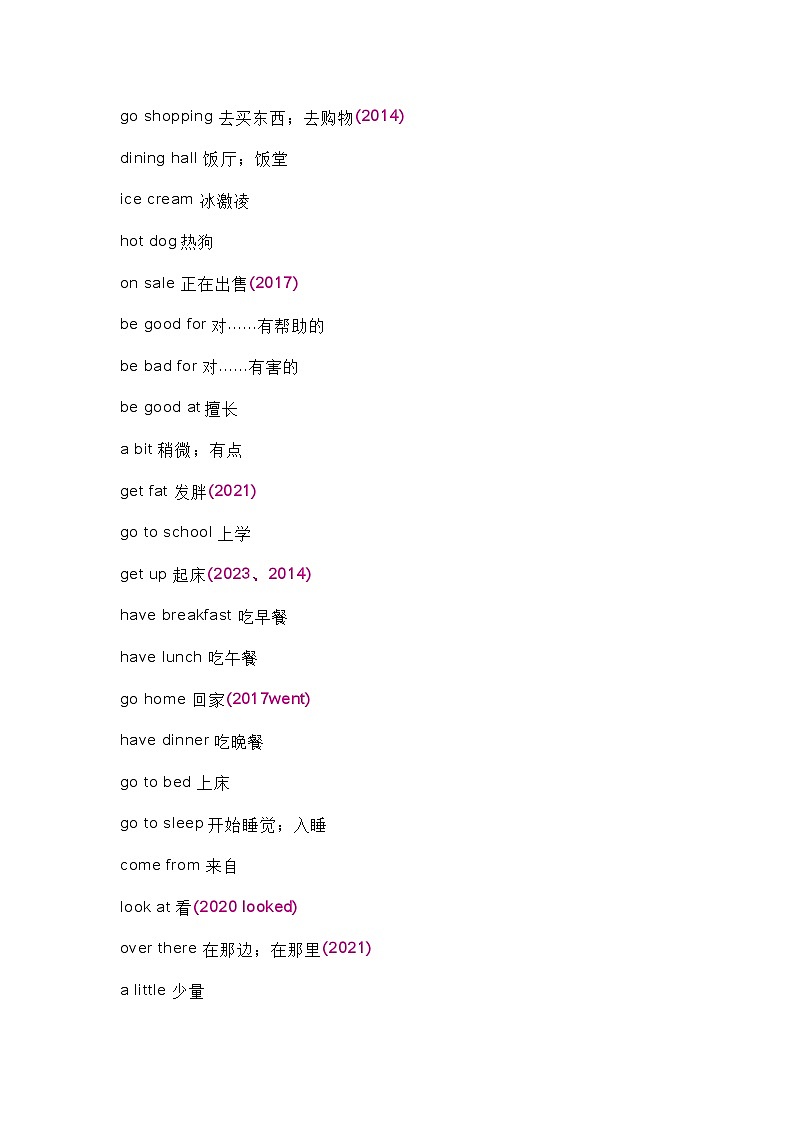 外研版初中英语考试历年短语汇总第2页