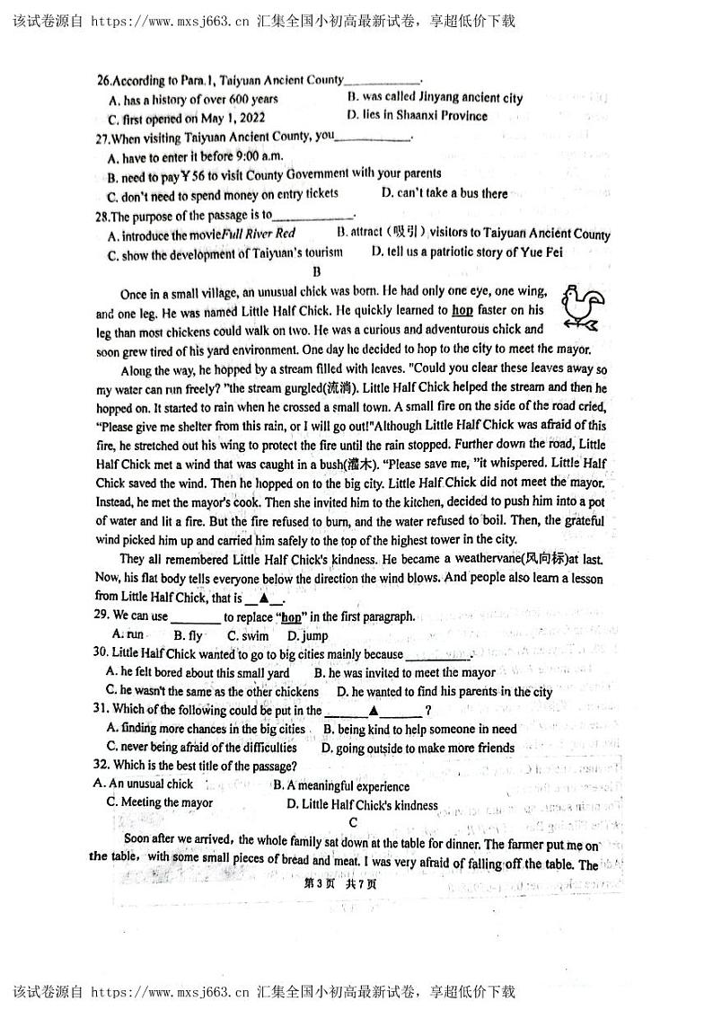 2024年江苏省连云港市灌云县实验中学九年级下学期一模英语试题第3页