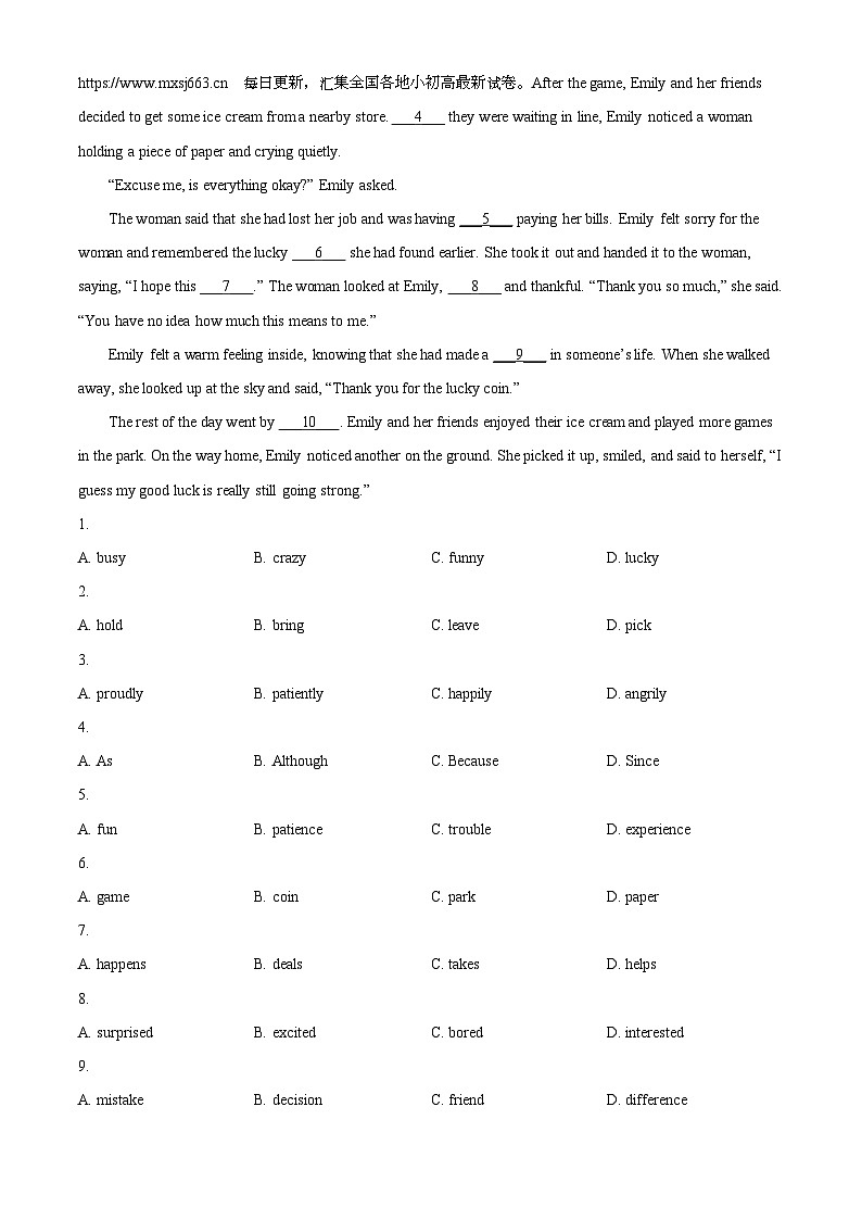 2024年宁夏北京师范大学银川学校中考二模英语试题第3页