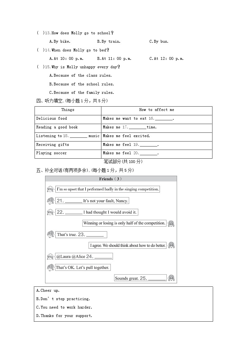 UNIT 11　学情评估第2页