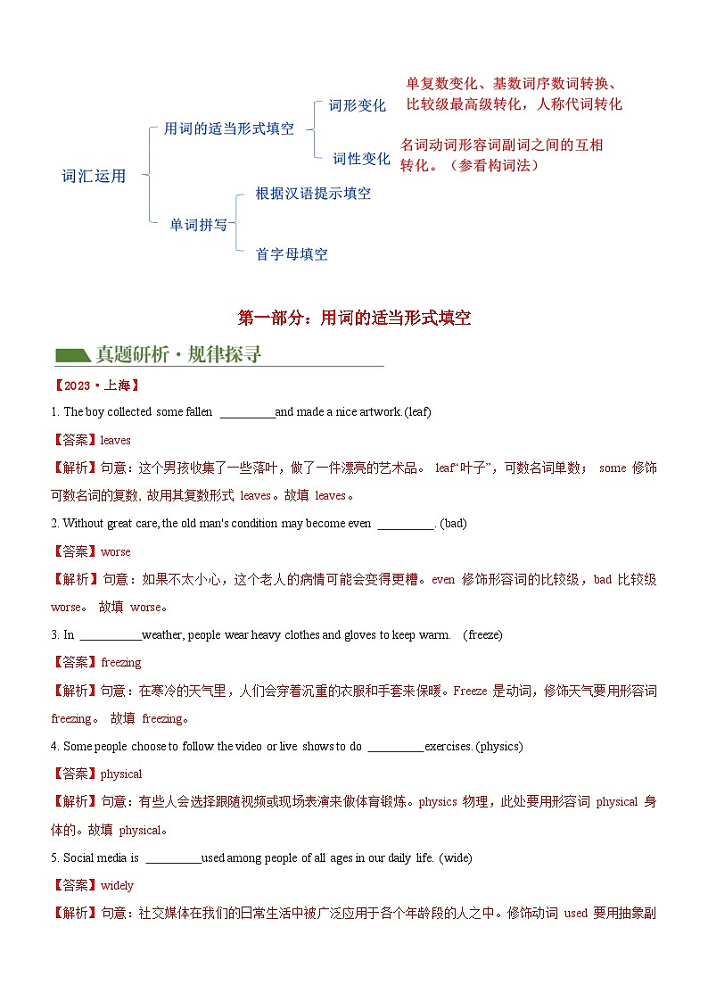 专题18+词汇运用（词形变化，单词拼写）（讲练）-2024年中考英语二轮复习讲义+练习（全国通用）02