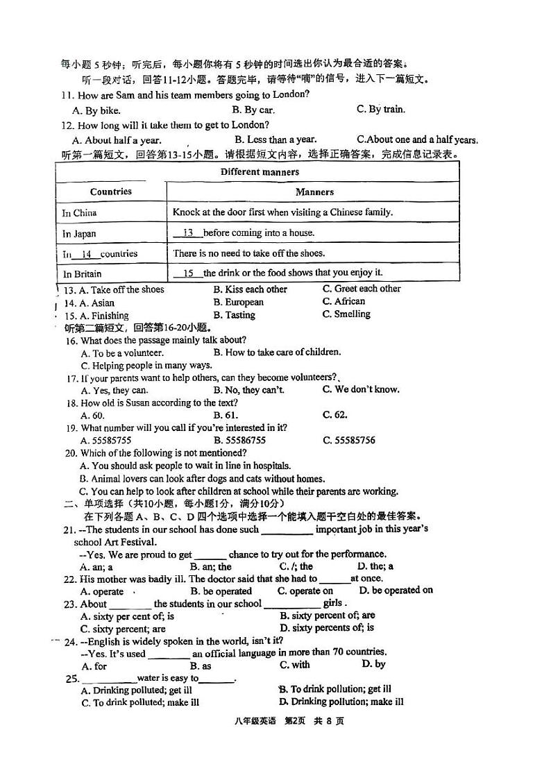 江苏省扬州市邗江区梅苑双语学校2023-2024学年八年级下学期第二次月考英语试题第2页