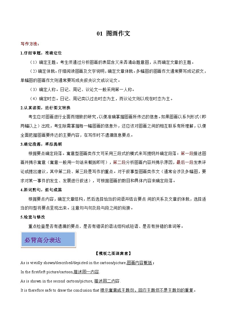 专题01 图画作文-2024年中考英语作文押题01