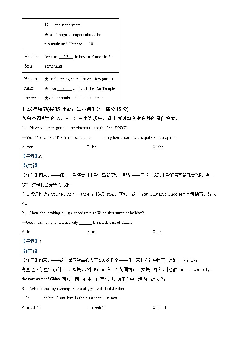 2024年福建省泉州市德化县中考二模英语试题（原卷版+解析版）03