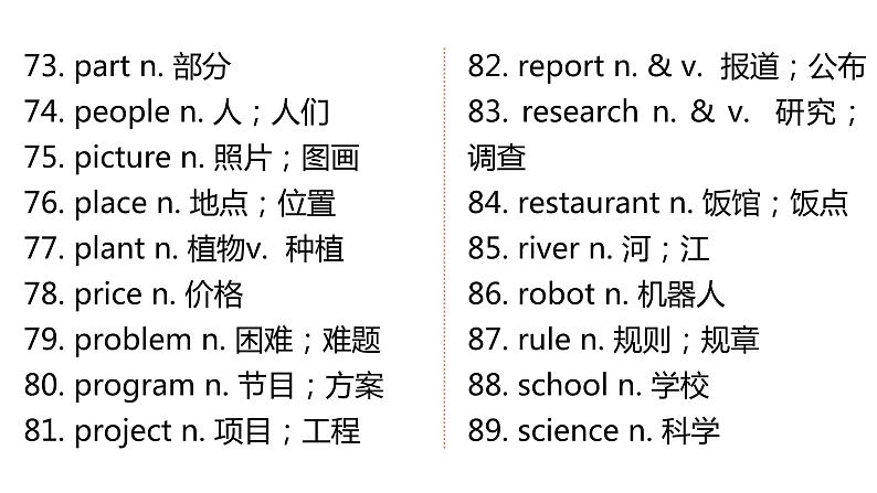 外研版中考英语复习高频词汇课件第8页