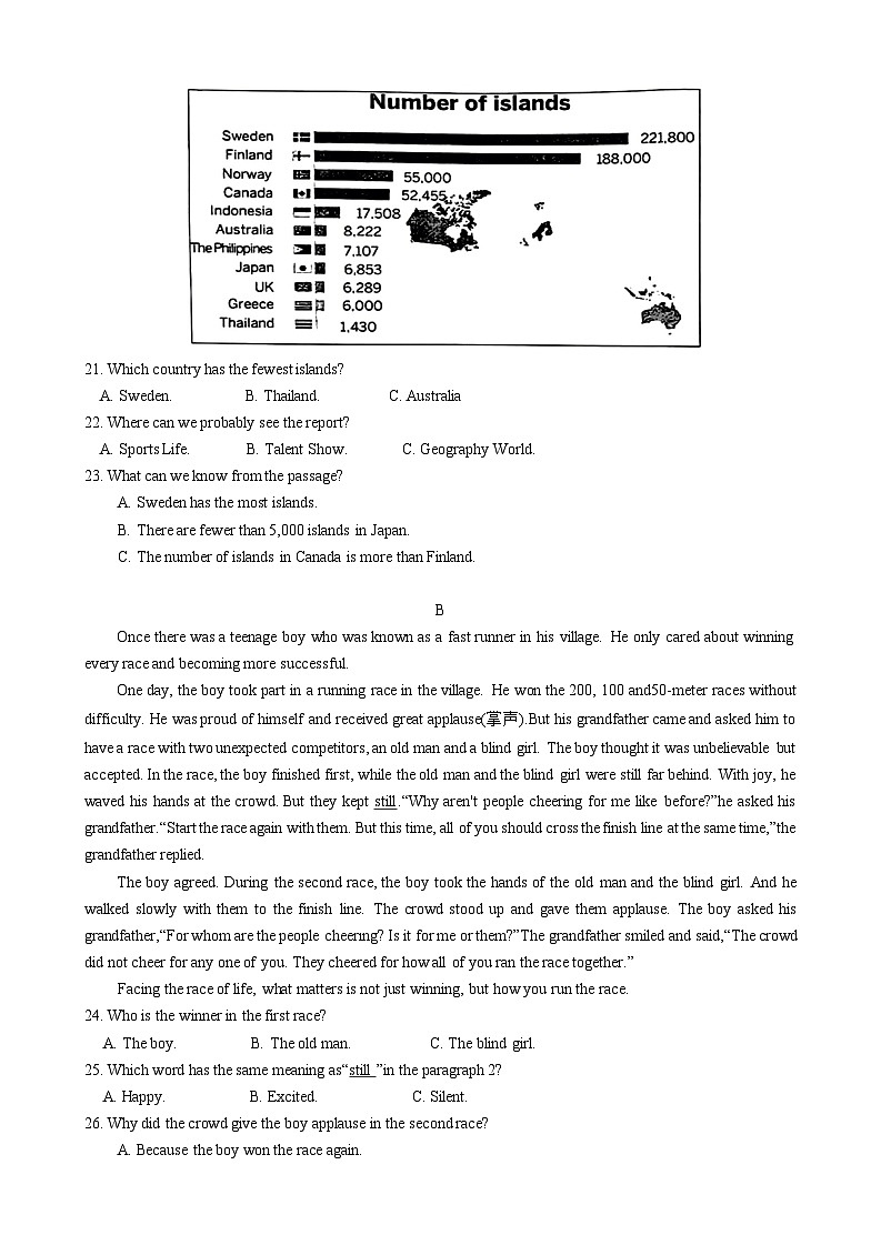 2024年湖南省永州市中考二模英语试题第3页