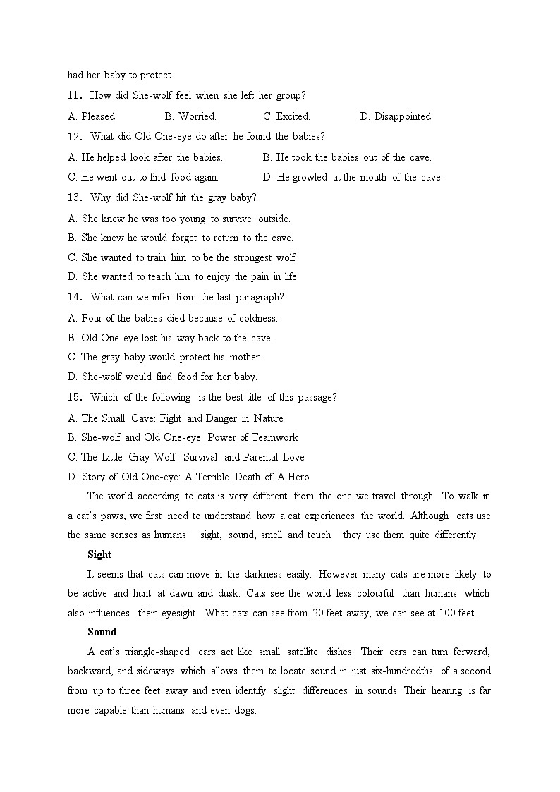 深圳外国语学校2024届九年级下学期第五次月考英语试卷(含答案)第3页