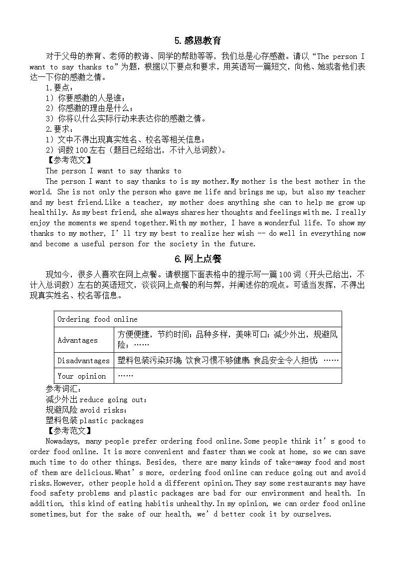 初中英语2024届中考书面表达热门话题作文范文（共17篇）03