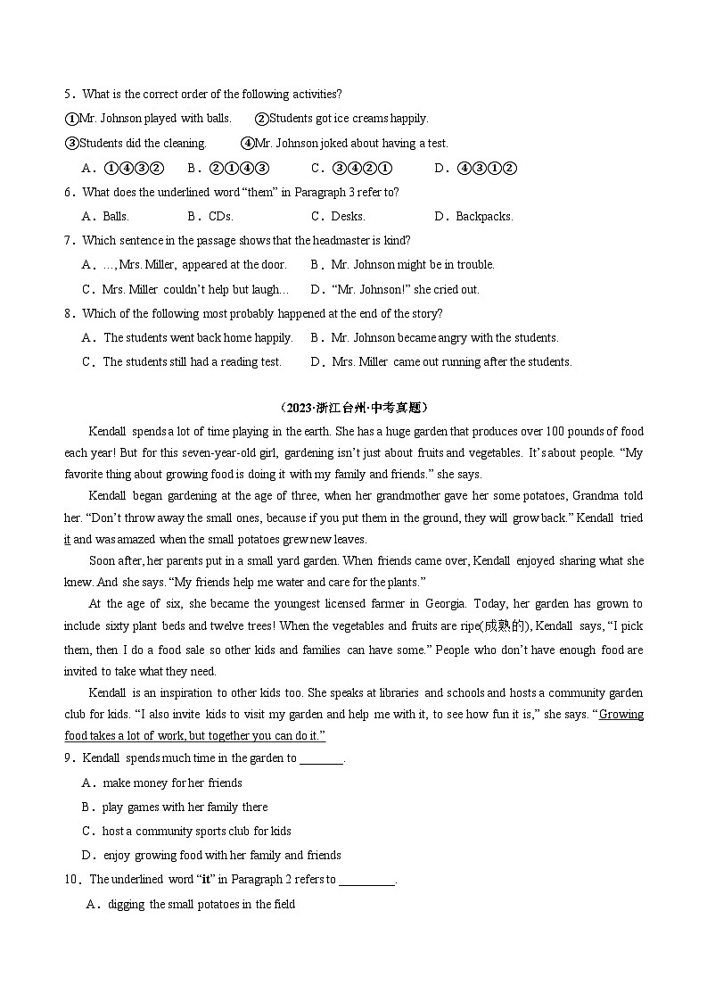 押浙江卷第34-37题 阅读理解（记叙文或说明文）（原卷版+解析版）03