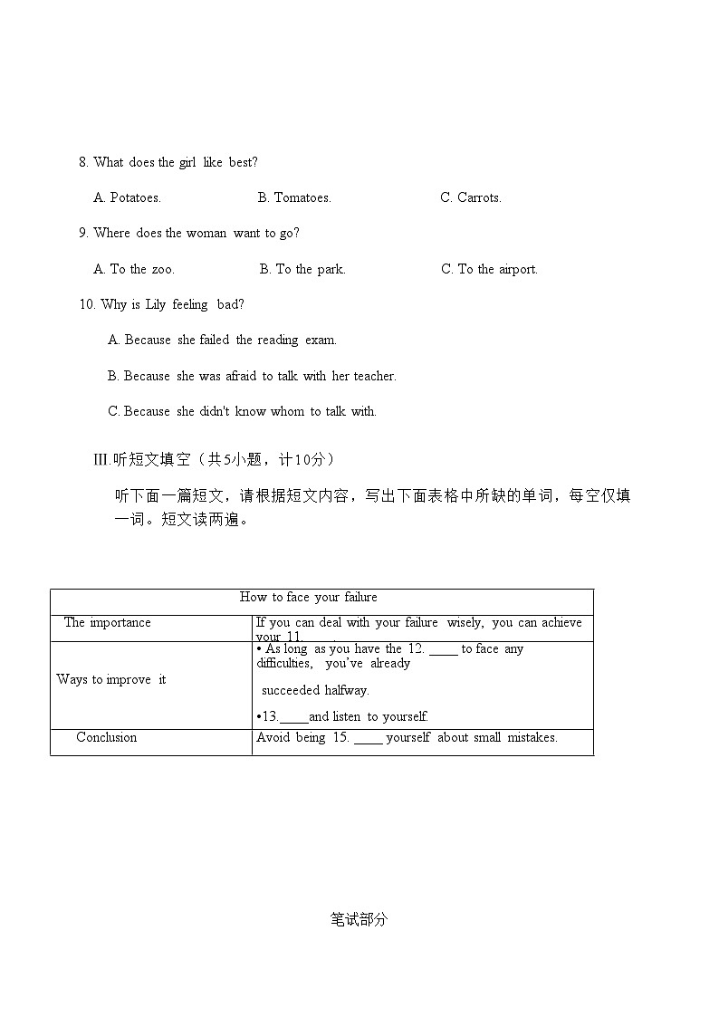 2024年湖南省怀化市溆浦县九年级一模英语试题含答案02