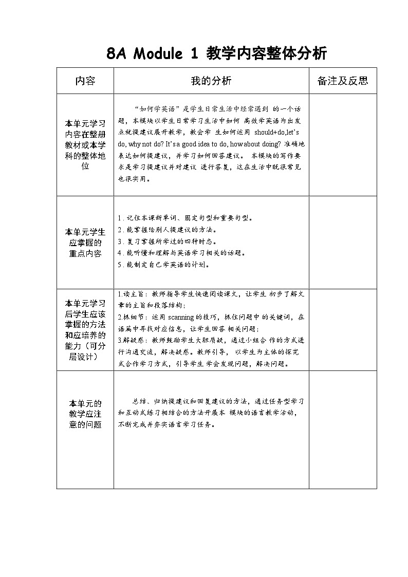 外研版初中英语八上 集体备课教案02